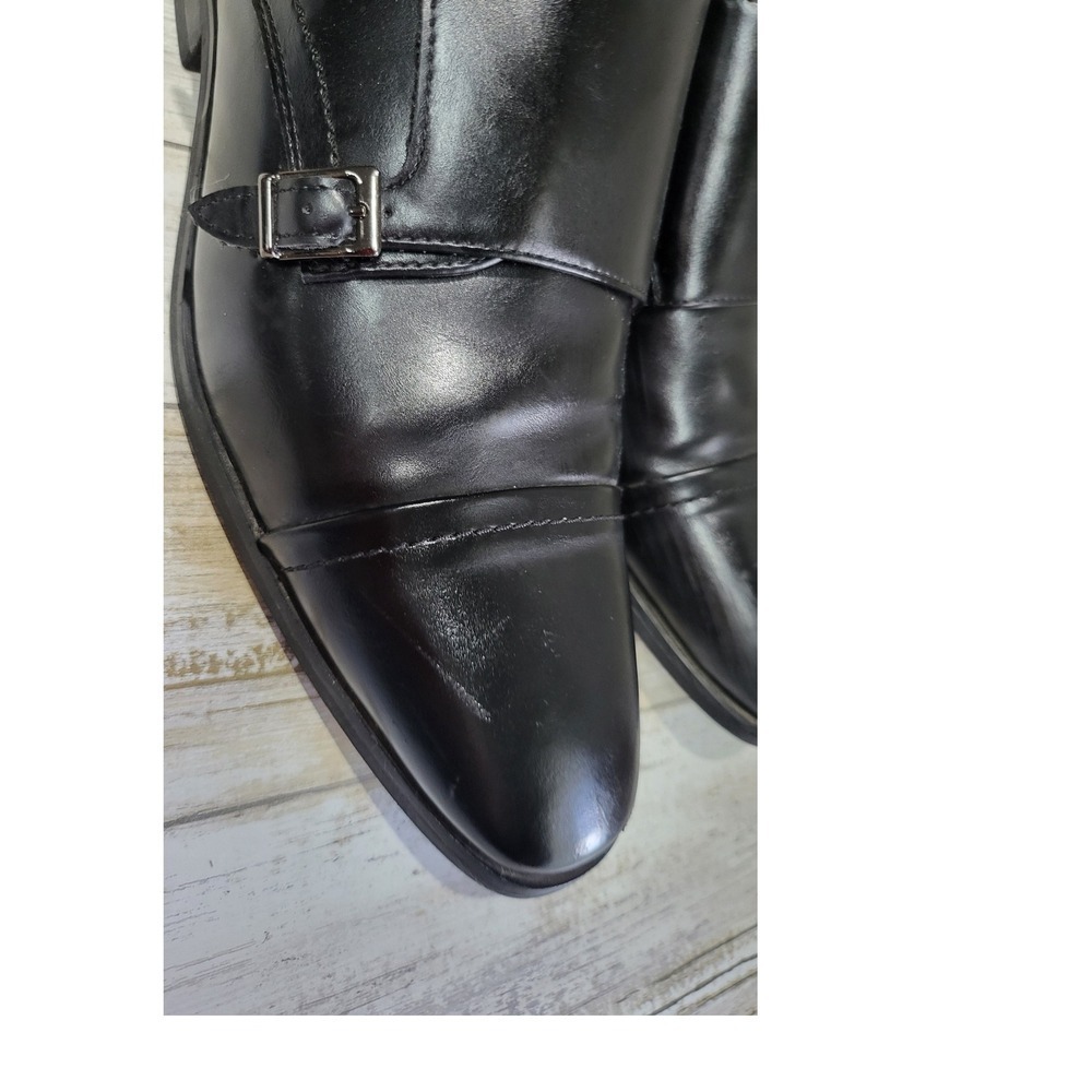 Bruno Marc Mens Black Double Monk‎ Strap Dress Shoes Size 7.5M Cap Toe - Picture 10 of 11